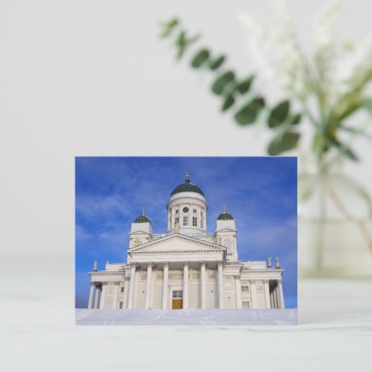 Kathedrale Helsinki Tuomiokirkko im Winter Postkar Postkarte (Stehend Vorderseite)