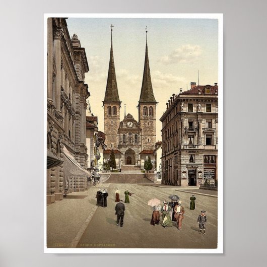 Kathedrale, Luzern, Schweiz Vintag Fotografie Poster (Vorne)