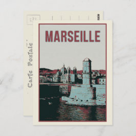 Kathedrale Marseille und Hafenillustrierung Frankr Postkarte