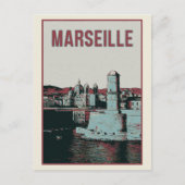 Kathedrale Marseille und Hafenillustrierung Frankr Postkarte (Vorderseite)