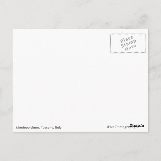 Kathedrale Montepulciano und weiße Postkarte (Rückseite)