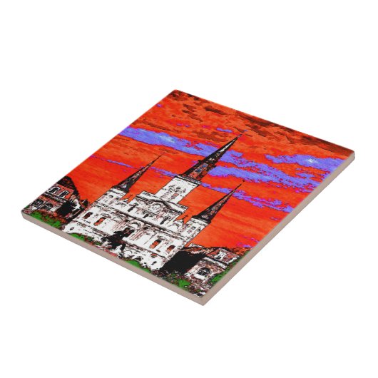 Kathedrale, New Orleans, fauvistische Farben Fliese (Seite)