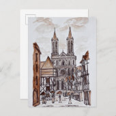 Kathedrale & Norman Houses | Quimper, Frankreich Postkarte (Vorne/Hinten)