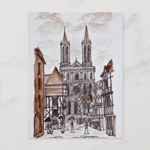 Kathedrale & normannische Häuser   Quimper, Frankr Postkarte