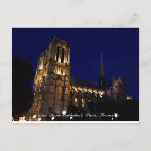 Kathedrale Notre Dame bei Nacht, Paris, Frankreich Postkarte