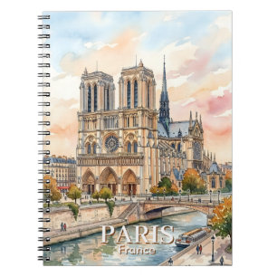 Kathedrale Notre Dame de Paris Aquarell Reise Notizblock