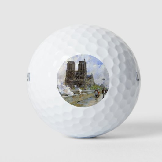 Kathedrale Notre Dame (Paris, Frankreich) (Vintage Golfball (Vorderseite)