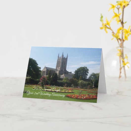 Kathedrale Personalisiert 2. Hochzeitstag Karte (Gelbe Blume)