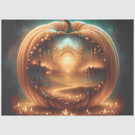 Kathedrale Pumpkin Gothic Halloween Seidenpapier (Vorderseite)
