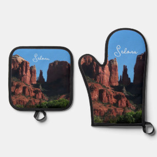 Kathedrale Rock in Sedona Ofenhandschuh & Topflappen-Set