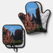 Kathedrale Rock in Sedona Ofenhandschuh & Topflappen-Set (Vorderseite/Rückseite)