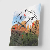 Kathedrale Rock Sedona Arizona in Japanisch/Englis Quadratische Wanduhr (Winkel)