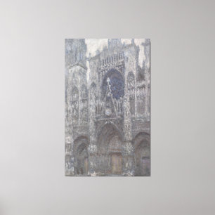 Kathedrale Rouen Portal Gray Weather by Monet Leinwanddruck