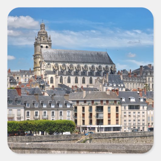 Kathedrale Saint Louis bei Blois Frankreich Postca Quadratischer Aufkleber (Vorderseite)