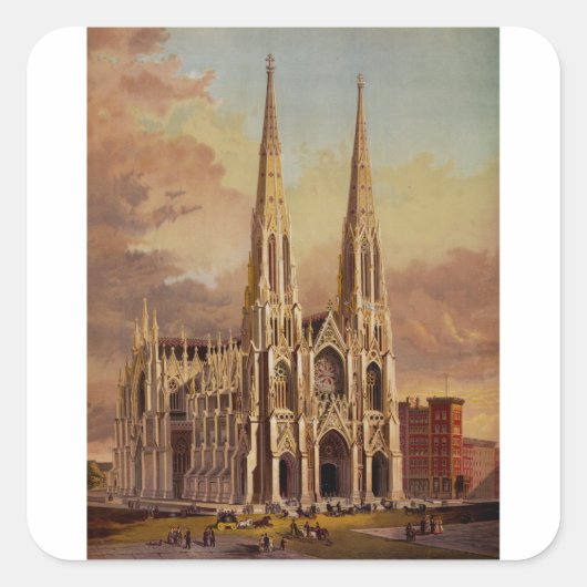 Kathedrale Saint Patrick in Midtown Manhattan Quadratischer Aufkleber (Vorderseite)