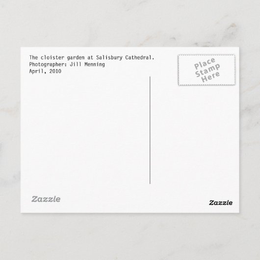 Kathedrale Salisbury Postkarte (Rückseite)