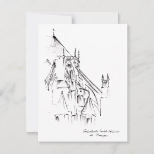 Kathedrale St. Etienne, Bourges France Urban Sketc Postkarte