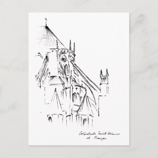 Kathedrale St. Etienne, Bourges France Urban Sketc Postkarte (Vorderseite)