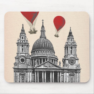 Kathedrale St. Pauls und glühende Luft-Ballone Mousepad