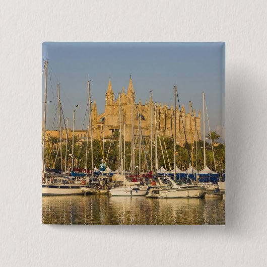 Kathedrale und Jachthafen, Palma, Mallorca, Spanie Button (Vorderseite)