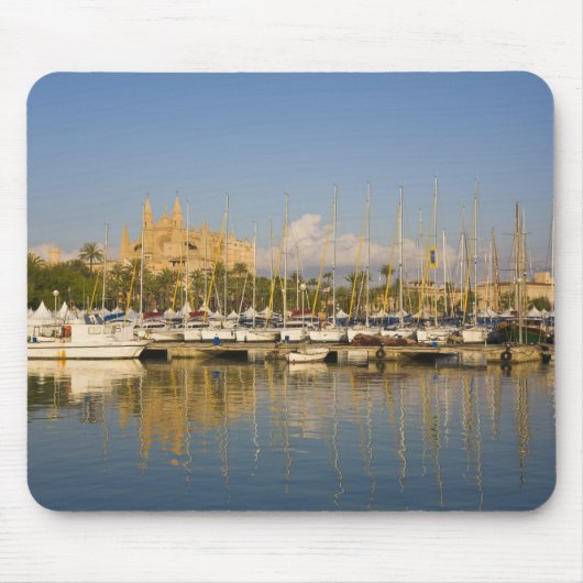 Kathedrale und Jachthafen, Palma, Mallorca, Spanie Mousepad (Vorne)