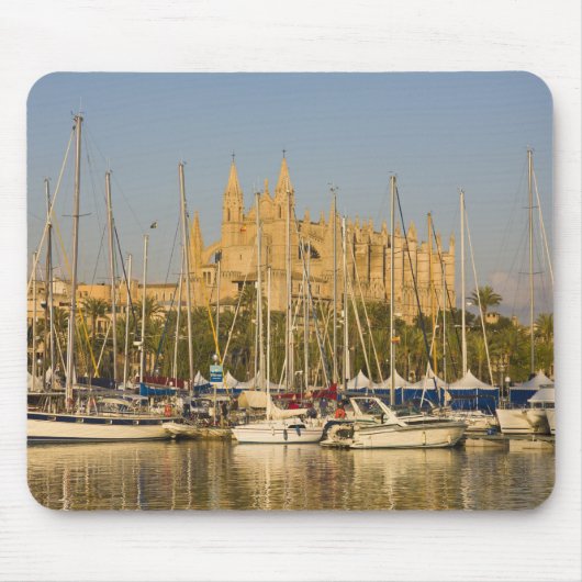 Kathedrale und Jachthafen, Palma, Mallorca, Spanie Mousepad (Vorne)