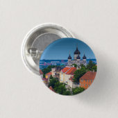 Kathedrale und Stadtbild| Estland Button (Vorne & Hinten)