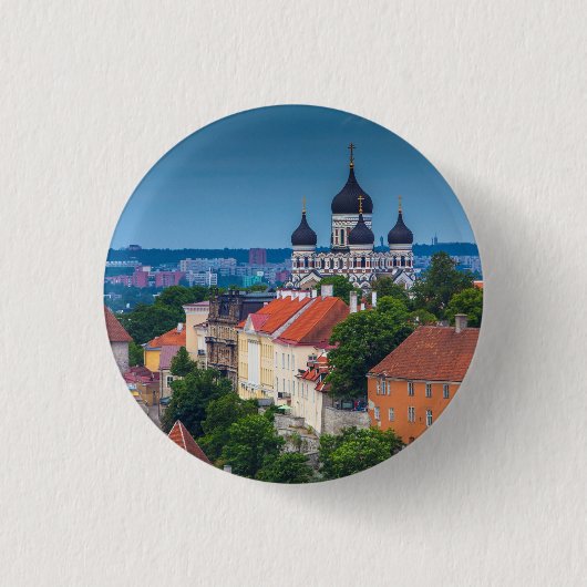 Kathedrale und Stadtbild| Estland Button (Vorderseite)