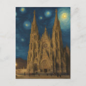 Kathedrale von Barcelona am Night van Gogh Style Postkarte (Vorderseite)