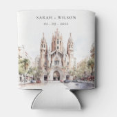 Kathedrale von Barcelona Spanien Wasserfarbenhochz Dosenkühler (Rückseite)