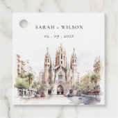 Kathedrale von Barcelona Spanien Wasserfarbenhochz Geschenkanhänger (Vorderseite)