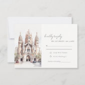 Kathedrale von Barcelona Spanien Wasserfarbenhochz RSVP Karte (Vorderseite)