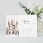 Kathedrale von Barcelona Spanien Wasserfarbenhochz RSVP Karte (Stehend Vorderseite)