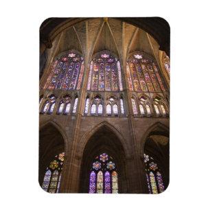 Kathedrale von Leon, Innenraumfenster aus Buntglas Magnet