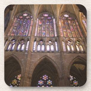 Kathedrale von Leon, Innenraumfenster aus Buntglas Untersetzer