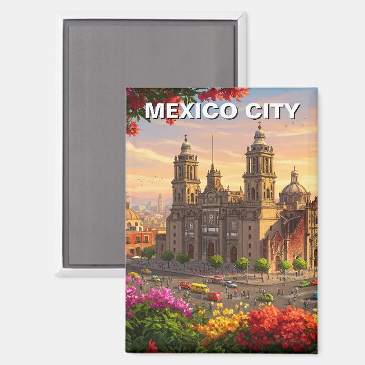 Kathedrale von Mexiko Magnet (Vorderseite/Rückseite)