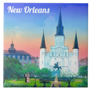 Kathedrale von New Orleans St. Louis bei Sonnenunt Fliese