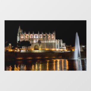 Kathedrale von Palma de Mallorca am Abend - Spanie Fensteraufkleber