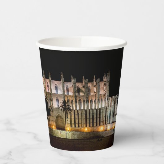 Kathedrale von Palma de Mallorca am Abend - Spanie Pappbecher (Links)