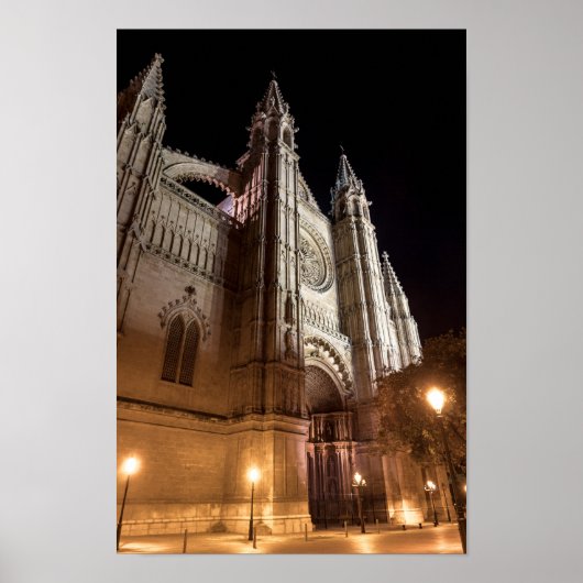 Kathedrale von Palma de Mallorca am Abend - Spanie Poster (Vorne)