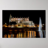Kathedrale von Palma de Mallorca am Abend - Spanie Poster (Vorne)