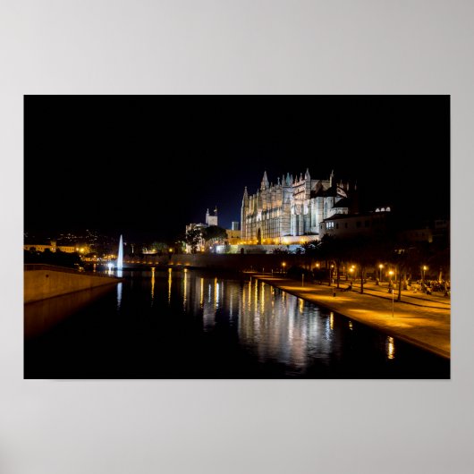 Kathedrale von Palma de Mallorca am Abend - Spanie Poster (Vorne)