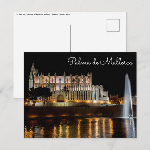 Kathedrale von Palma de Mallorca bei Nacht - Spani Postkarte