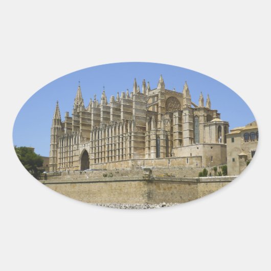 Kathedrale von Palma Ovaler Aufkleber (Vorderseite)