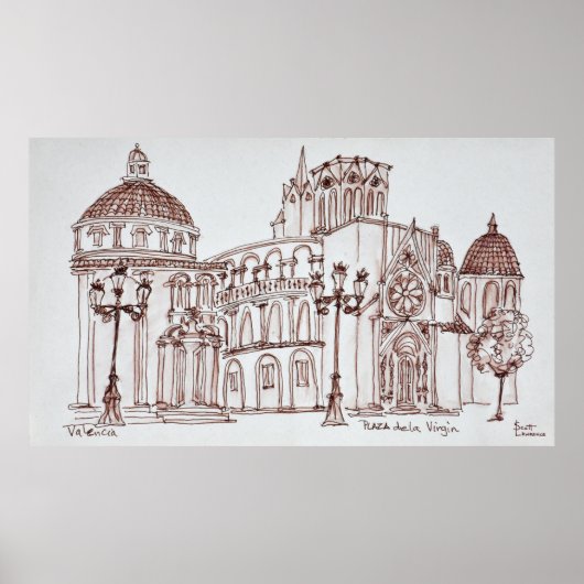 Kathedrale von Valencia, Plaza de la Jungfrau Poster (Vorne)
