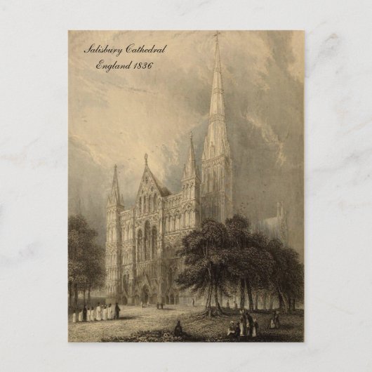 Kathedralen der England Serie: Salisbury 1836 Postkarte (Vorderseite)