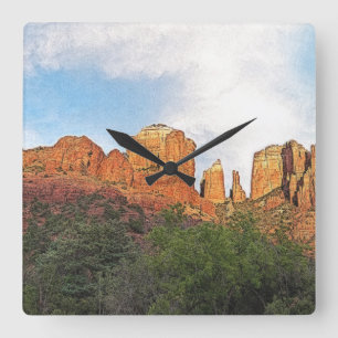 Kathedralen-Felsen Sedona Arizona Quadratische Wanduhr