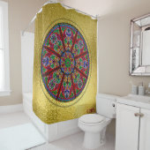 Kathedralen-Kirchen-Buntglas-bunte Rosette Duschvorhang (Beispiel)