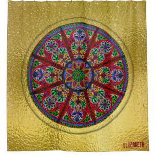 Kathedralen-Kirchen-Buntglas-bunte Rosette Duschvorhang