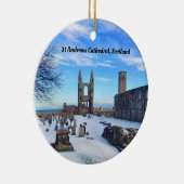 Kathedralen-Ruinen St Andrews Schottland im Schnee Keramik Ornament (Rechts)